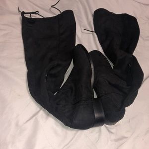 Suede thigh high boots